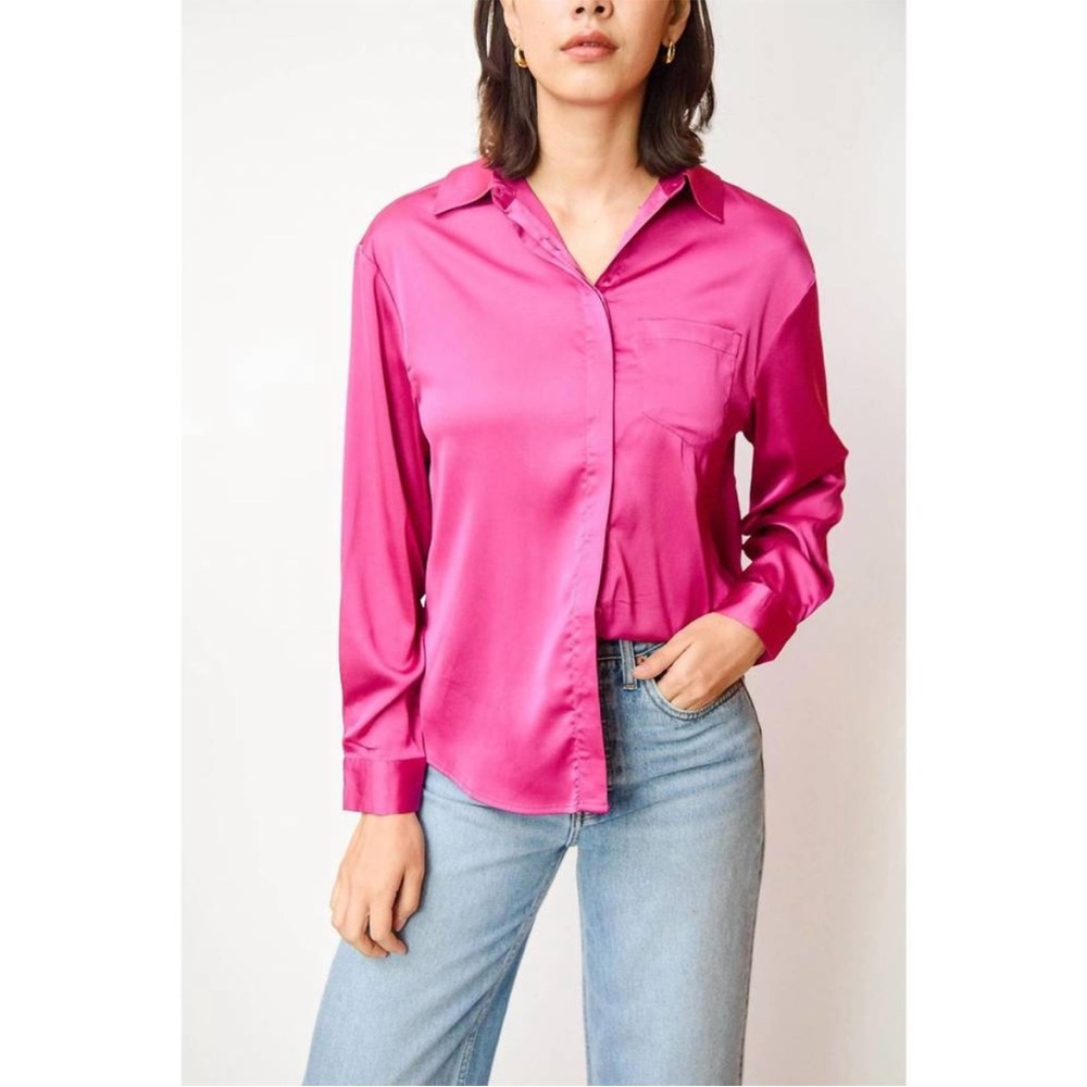 Walter Baker Bella Top Deep Pink Button Down Shirt Size Small Women’s Quiet Lux